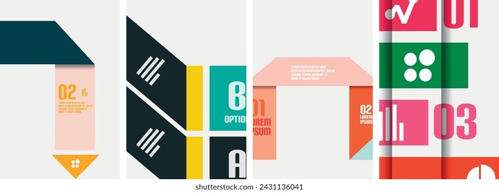 Conjunto de fondos de póster de infografía de línea. Ilustración vectorial para fondo de pantalla, banner, fondo, tarjeta, ilustración de libro, página de destino