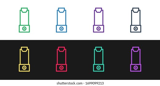 Set line Inhalator Symbol einzeln auf schwarz-weißem Hintergrund. Atem zur Linderung des Hustens, Inhalation, allergischer Patient. Vektorillustration-Illustration