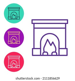 Set line Interior fireplace icon isolated on white background. Set icons colorful. Vector