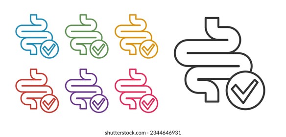 Set line Intestines icon isolated on isolated on white background. Human body internal organs. Set icons colorful. Vector