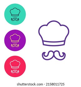 Set line Italian cook icon isolated on white background. Set icons colorful. Vector