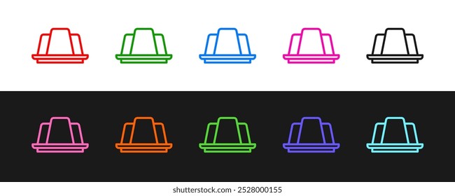 Set line Jelly cake icon isolated on black and white background. Jelly pudding.  Vector