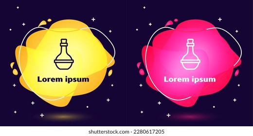 Set line Jewish wine bottle icon isolated on blue background. Abstract banner with liquid shapes. Vector
