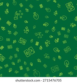 Set line Juggling ball, Tarot cards and Tree on seamless pattern. Vector