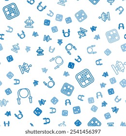 Set line Jump rope, Tic tac toe game and Robot toy on seamless pattern. Vector