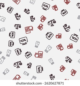 Set line Kcal, Calorie calculator, Vitamins and  on seamless pattern. Vector