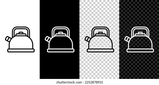 Set line Kettle with handle icon isolated on black and white background. Teapot icon.  Vector