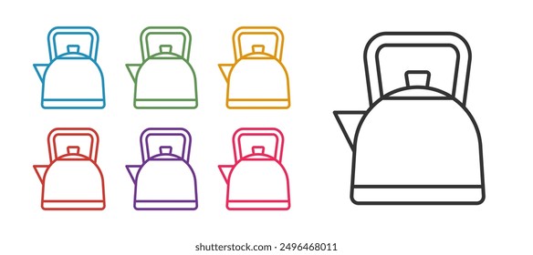 Set line Kettle with handle icon isolated on white background. Teapot icon. Set icons colorful. Vector
