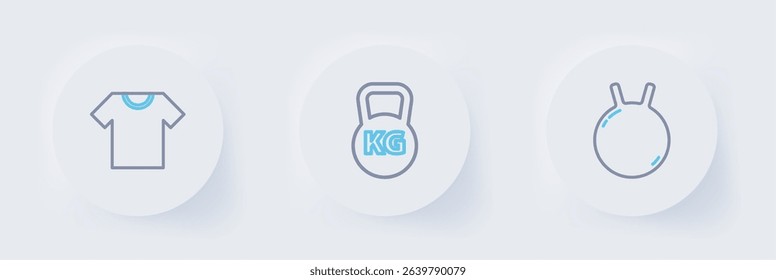 Set line Kettlebell,  and T-shirt icon. Vector