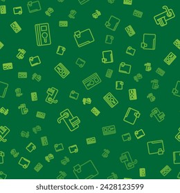 Fije la tarjeta de la llave de la línea, cerradura de la puerta digital y la carpeta y en el patrón sin fisuras. Vector