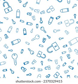 Establece la tecla de línea, # Abrir candado y bala en un patrón sin fisuras. Vector