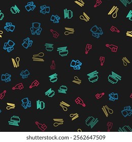 Set line Kimono, Ramen, Food chopsticks and Soju bottle on seamless pattern. Vector