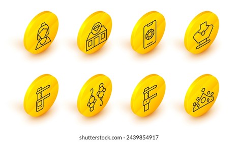 Set line King crown, Calliper or caliper and scale, Earrings, Necklace on mannequin, Jewelry online shopping, store and Consultant of jewelry icon. Vector