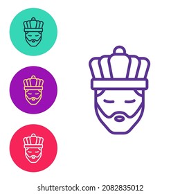 Set line King with crown icon isolated on white background. Set icons colorful. Vector