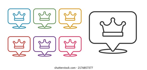 Set line King crown icon isolated on white background. Set icons colorful. Vector