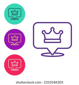 Set line King crown icon isolated on white background. Set icons colorful. Vector