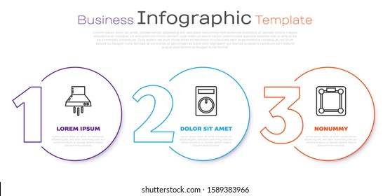 Set line Kitchen extractor fan , Remote control and Bathroom scales . Business infographic template. Vector