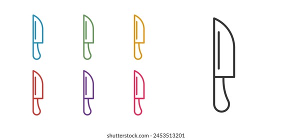 Establecer línea Cuchillo icono aislado sobre fondo blanco. Símbolo de cubiertos. Establecer iconos coloridos. Vector