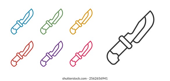 Set line Knife icon isolated on white background. Cutlery symbol. Set icons colorful. Vector