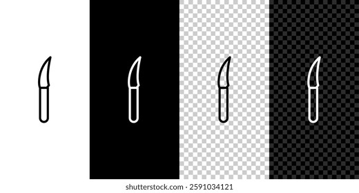 Set line Knife icon isolated on black and white background. Cutlery symbol.  Vector Illustration
