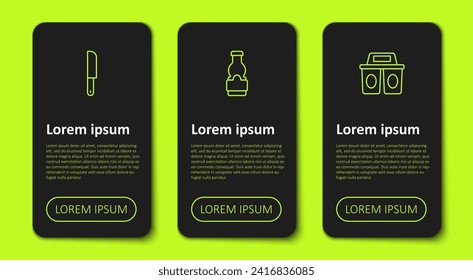 Ponga la cuerda, la botella de Sauce y la taza de café para ir. Plantilla de infografía empresarial. Vector