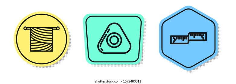 Set line Knitting, Sewing chalk and Tape measure. Colored shapes. Vector