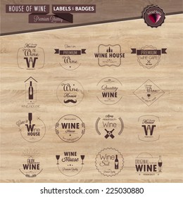 Set of line labels for wine menu, wine restaurants and bars. Badges and labels for wine promotional material.