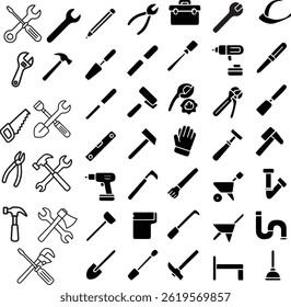 Set of line labor tool icons