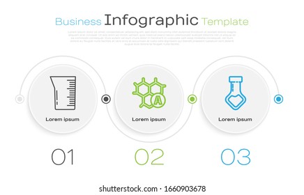 Set line Laboratory glassware or beaker, Chemical formula and Test tube and flask chemical. Business infographic template. Vector