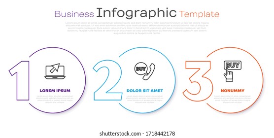 Set line Laptop and cursor, Phone and speech bubble with Buy and Buy button. Business infographic template. Vector