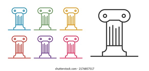 Set line Law pillar icon isolated on white background. Ancient column. Set icons colorful. Vector