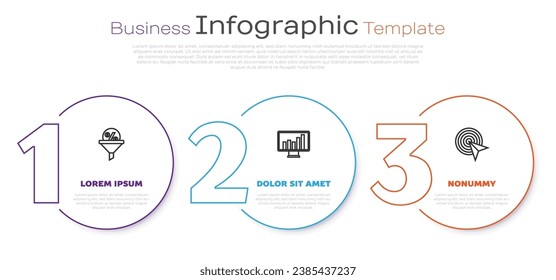 Set line Lead management, Monitor with graph chart and Target. Business infographic template. Vector