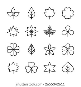 Conjunto de iconos de hoja de línea. Icono de hoja Vector