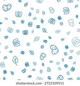Fije la línea Hoja u hojas, Patata y en el patrón sin fisuras. Vector