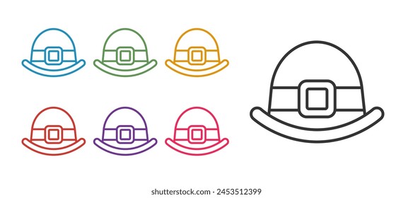 Set line Leprechaun hat icon isolated on white background. Happy Saint Patricks day. National Irish holiday. Set icons colorful. Vector