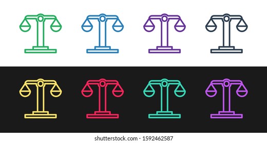 Set line Libra zodiac sign icon isolated on black and white background. Astrological horoscope collection.  Vector Illustration