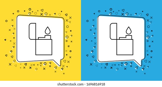 Set line Lighter icon isolated on yellow and blue background.  Vector Illustration