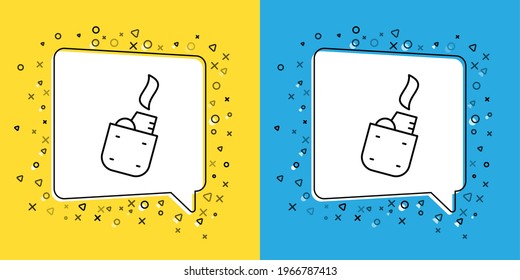 Set line Lighter icon isolated on yellow and blue background.  Vector