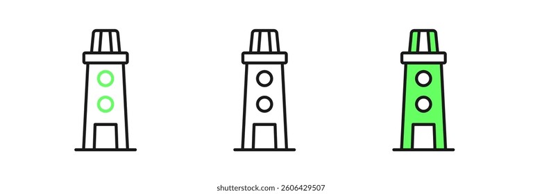 Set line Lighthouse icon isolated on white background.  Vector