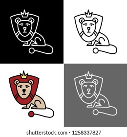 set of line lion icon
