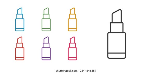 Set line Lipstick icon isolated on white background. 8 March. International Happy Women Day. Set icons colorful. Vector