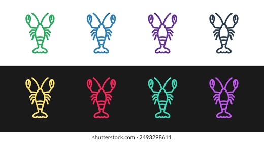 Set line Lobster icon isolated on black and white background.  Vector