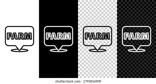 Set line Location farm icon isolated on black and white background. Vector