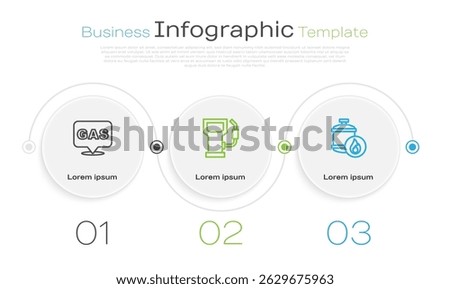 Set line Location and gas station, Petrol or and Propane tank. Business infographic template. Vector