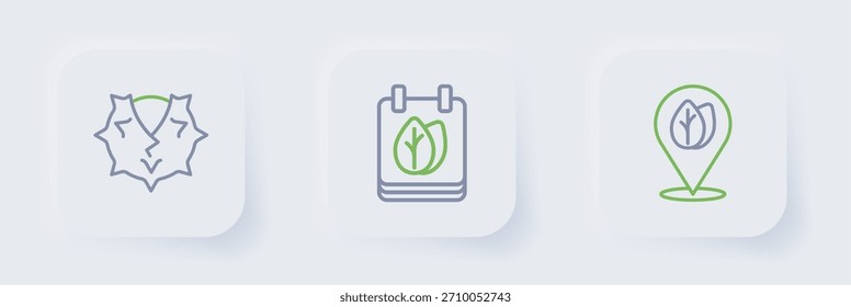 Zeile Position mit Blatt, Kalender Herbstblätter und Kastanie Symbol. Vektorgrafik