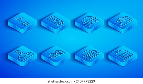 Set line Location marker, Meteorology thermometer, Hockey helmet, Ice resurfacer, Sport bag, hockey goal, Award winner podium and Christmas sweater icon. Vector