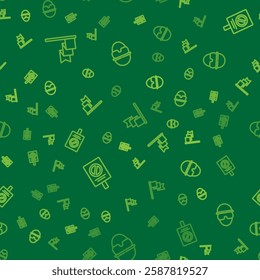Set line Location marker, Protest and Special forces soldier on seamless pattern. Vector