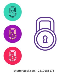 Set line Lock icon isolated on white background. Padlock sign. Security, safety, protection, privacy concept. Set icons colorful. Vector