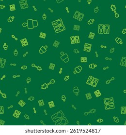Set line Lock and key, Old and Casting keys on seamless pattern. Vector