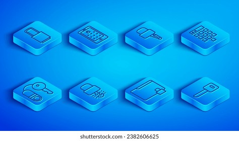 Set line Lock, Mobile and graphic password, picks for lock picking, Key broke inside of padlock, Folder, Password protection, House with key and  icon. Vector